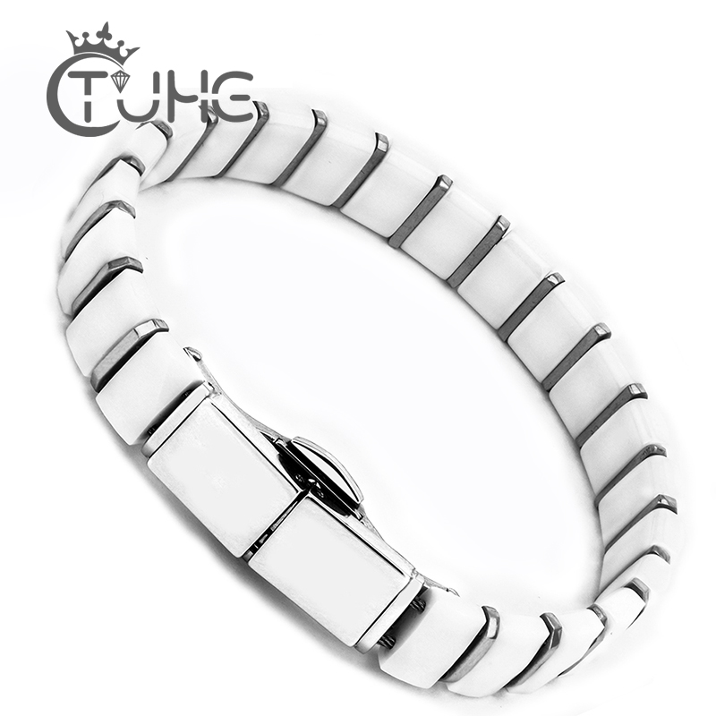 Ceramic Link Bracelet - Białe czarne męskie bransoletki i bransoletki