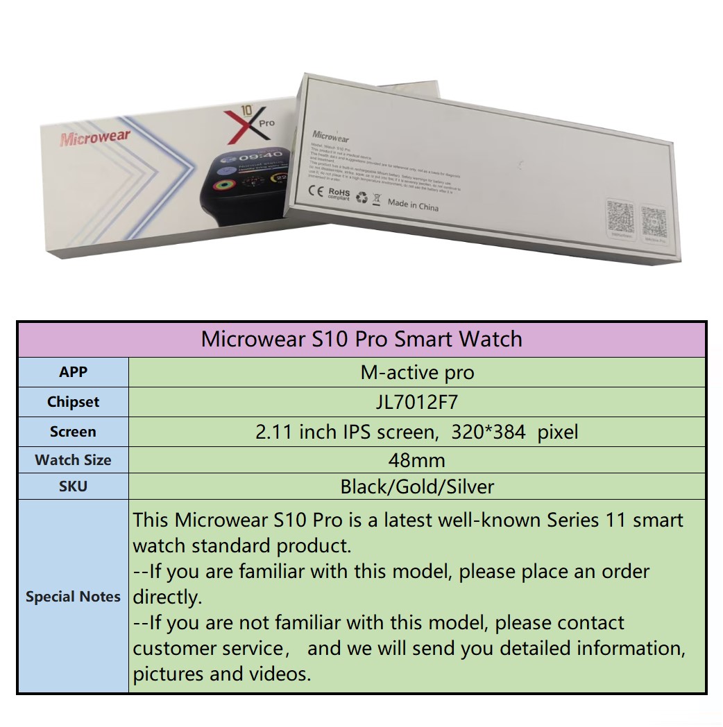 Smartwatch M Active - Wodoodporny smartwatch IP68 S10pro, rozmiar obudowy