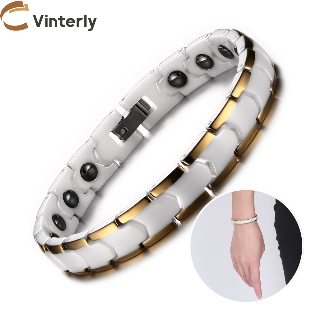 Ceramic Link Bracelet - Vinterly Bransoletki dla kobiet Anti-Scratch 9mm
