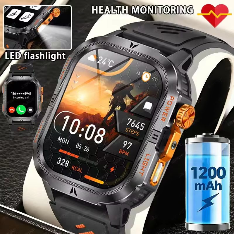 Smartwatch M Active - Wytrzymały wojskowy smartwatch męski 2026, duża