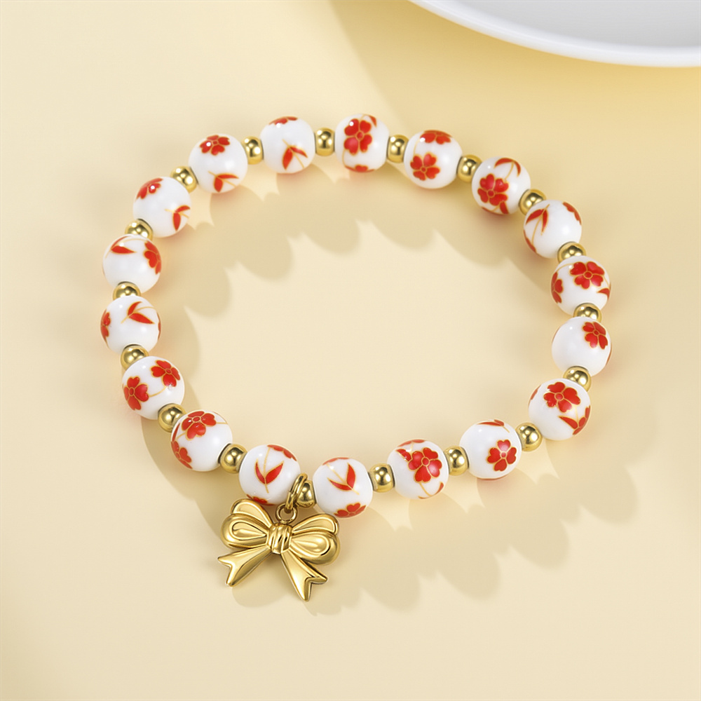 Ceramic Link Bracelet - Kolorowe ceramiczne bransoletki z koralikami dla