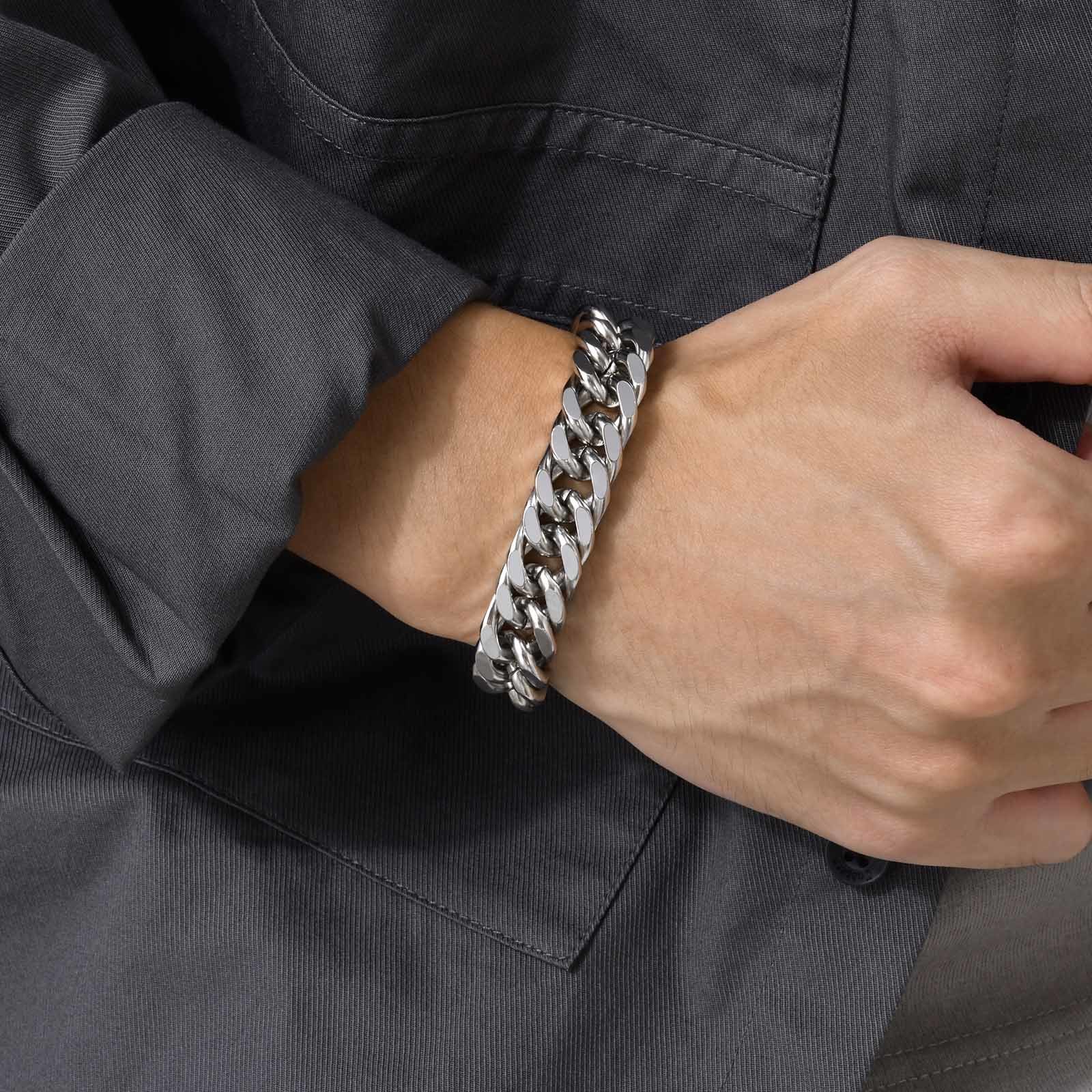 Ceramic Link Bracelet - Męskie masywne bransoletki kubańskie ze stali