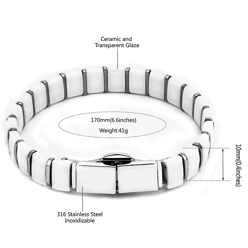 Białe czarne męskie bransoletk – Ceramic Link Bracelet recenzja i cena